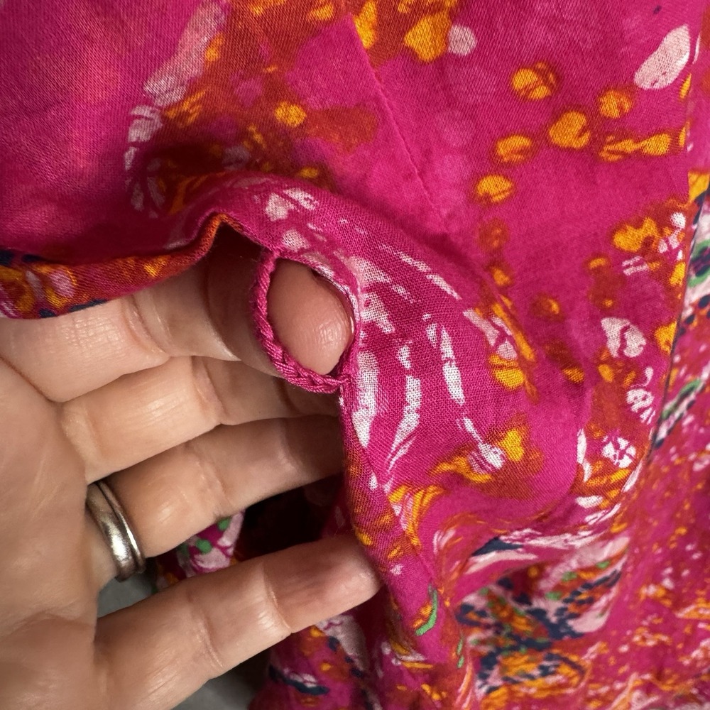 Cleobella Rohita Kaftan Dress‎ Pink Midi Shift Floral Cotton Size L NO BELT Pink - Picture 12 of 12